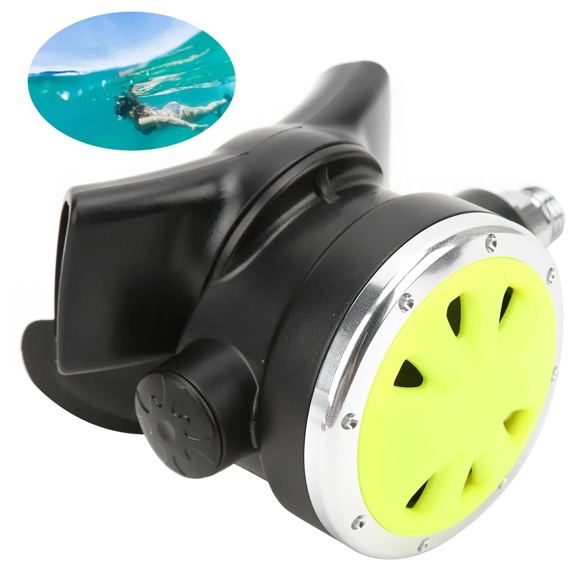 Tuba de plongée, pour Marque, Anti-buée, Anti-Fuite, débit d'air réglable, Construction ABS et Laiton, Embout Ergonomique avec Morsure en Silicone