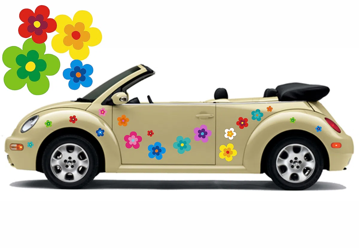 Autocollant fleurs hippie, autocollant voiture hippie 039 – Multicolore (16)