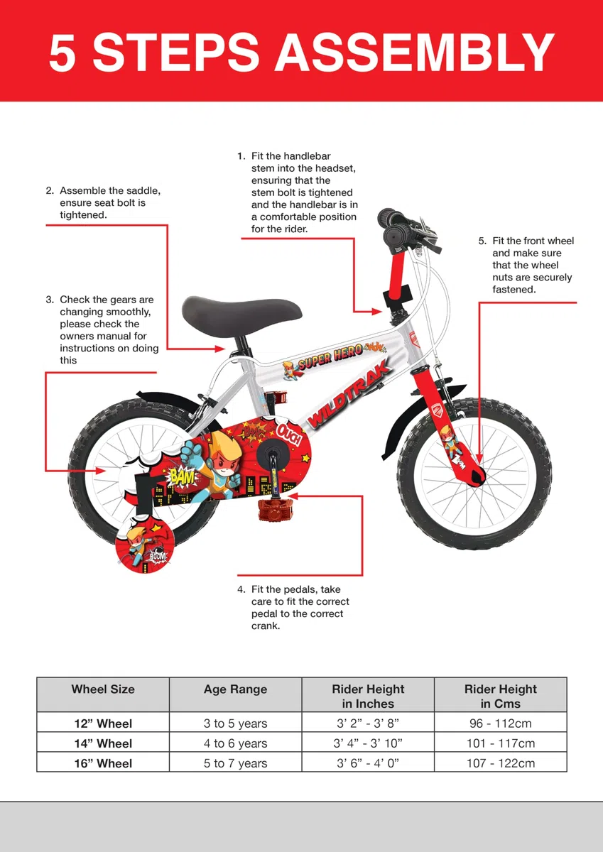Wildtrak - Vélo 16 pouces pour enfants de 3 à 7 ans avec stabilisateurs - Rose