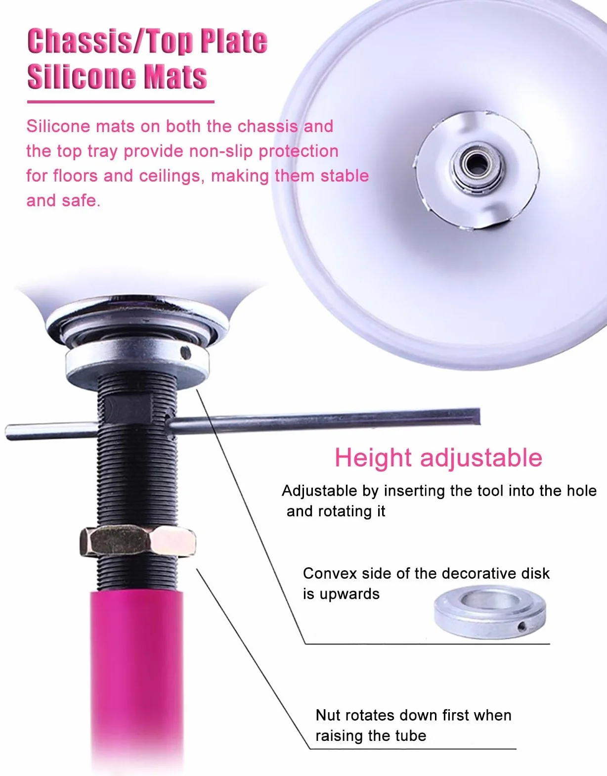 Bâton de danse autonome en silicone pour la maison, Spinning et statique, kit de pole dance portable, 2,3–3 m réglable pour le fitness/exercice, hauteur 2,3–3 m