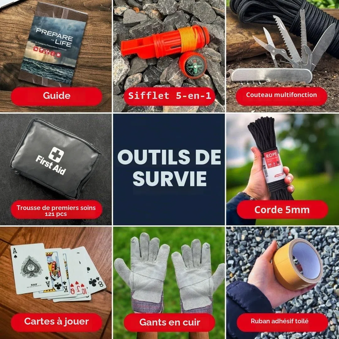 Emergency Zone Kit de Survie Familial pour 2 Personnes 72 Heures | Moyen Parfait pour préparer Votre Famille | Soyez prêt pour Les catastrophes comme Les ouragans, Les tremblements de Terre, Les
