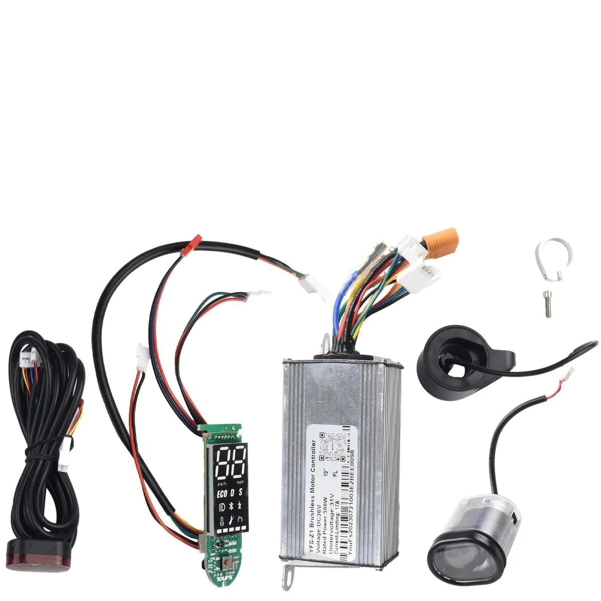 Controleur Trottinette Electrique Contrôleur de Scooter électrique 36V 350-500W 17A, 10 Pouces, Kit d'accélérateur Tableau Bord, Ensemble Cartes contrôleur avec accélérateur