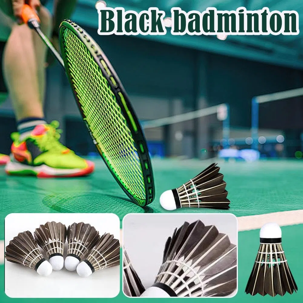 Lot de 12 volants de badminton, oiseaux en plumes d'oie haute stabilité pour l'entraînement et le sport, design durable et haute vitesse pour jouer en intérieur et en extérieur