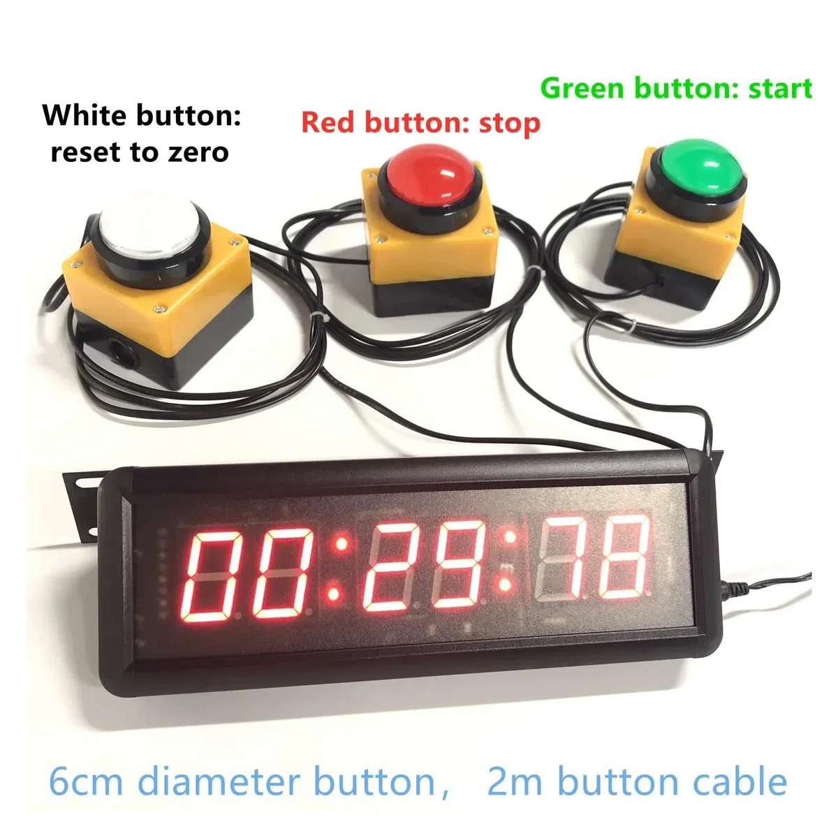 Chronomètre numérique électronique de 1.5 pouces, minuterie de compte à rebours avec télécommande à bouton for gymnastique à domicile/Yoga/boxe Utilisation multiscénario(3pcs 6cm buttons)