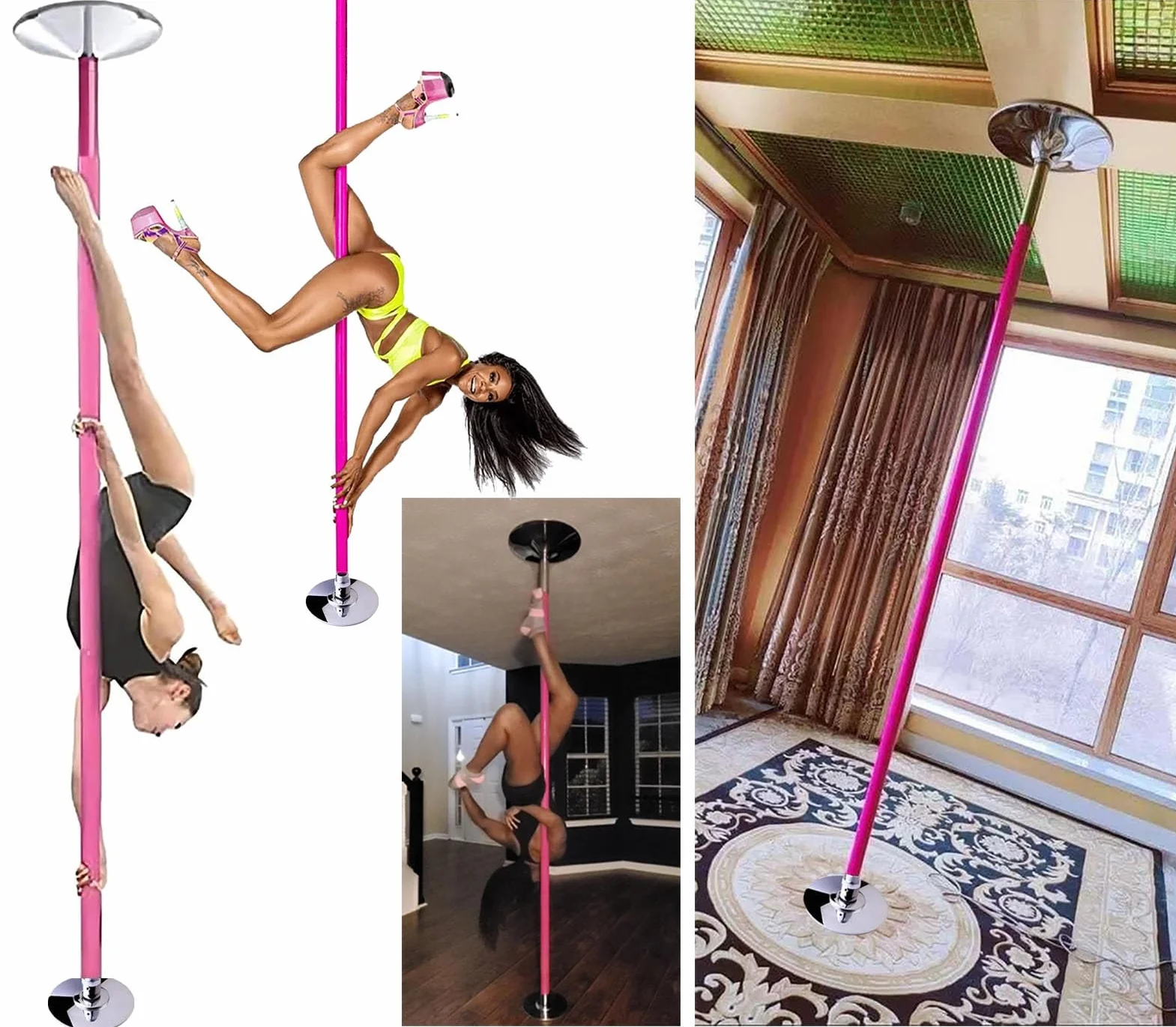 Bâton de danse autonome en silicone pour la maison, Spinning et statique, kit de pole dance portable, 2,3–3 m réglable pour le fitness/exercice, hauteur 2,3–3 m