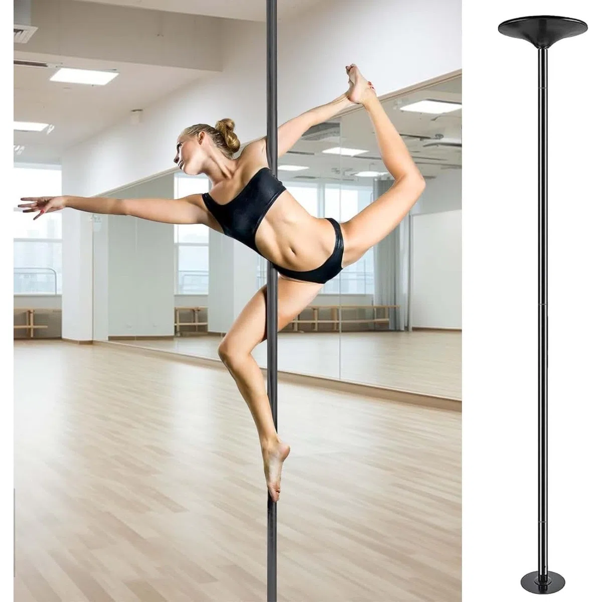 Barre de Danse Professionnelle de 45 mm, Barre rotative réglable et Statique, pour Salle de Sport à Domicile, Acier chromé Robuste, kit d'installation Inclus