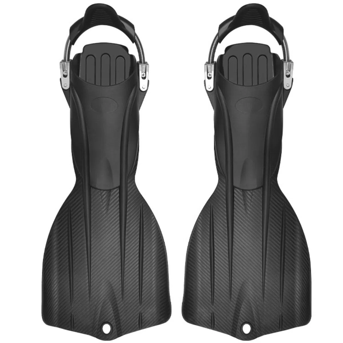 Palmes Plongée Angles à Ressort Propulsives Palmes à Talon Ouvert Angle Réglable Chaussantes Ouvertes pour Plongeurs, Apnée , Noir , Grande Taille 43–46