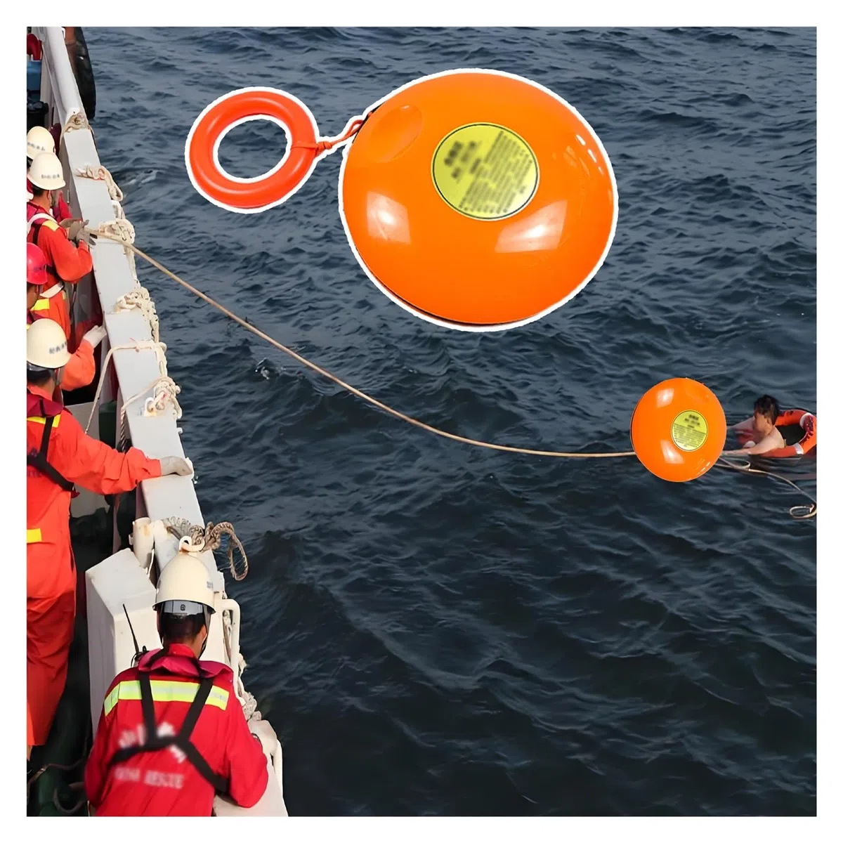 Disque de lancement d'urgence – Frisbees d'eau légers de 16,5 cm avec poignée en caoutchouc et corde de 40 m, pour le sauvetage par noyade