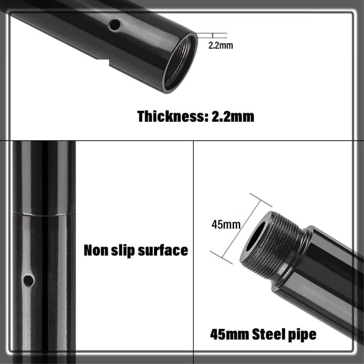 Barre de Danse Professionnelle de 45 mm, Barre rotative réglable et Statique, pour Salle de Sport à Domicile, Acier chromé Robuste, kit d'installation Inclus