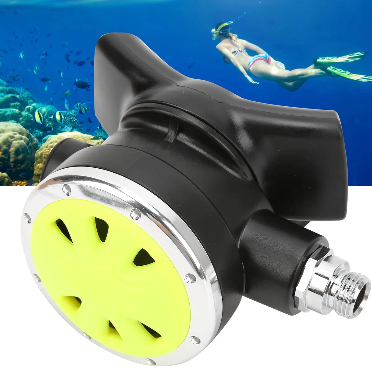Tuba de plongée, pour Marque, Anti-buée, Anti-Fuite, débit d'air réglable, Construction ABS et Laiton, Embout Ergonomique avec Morsure en Silicone