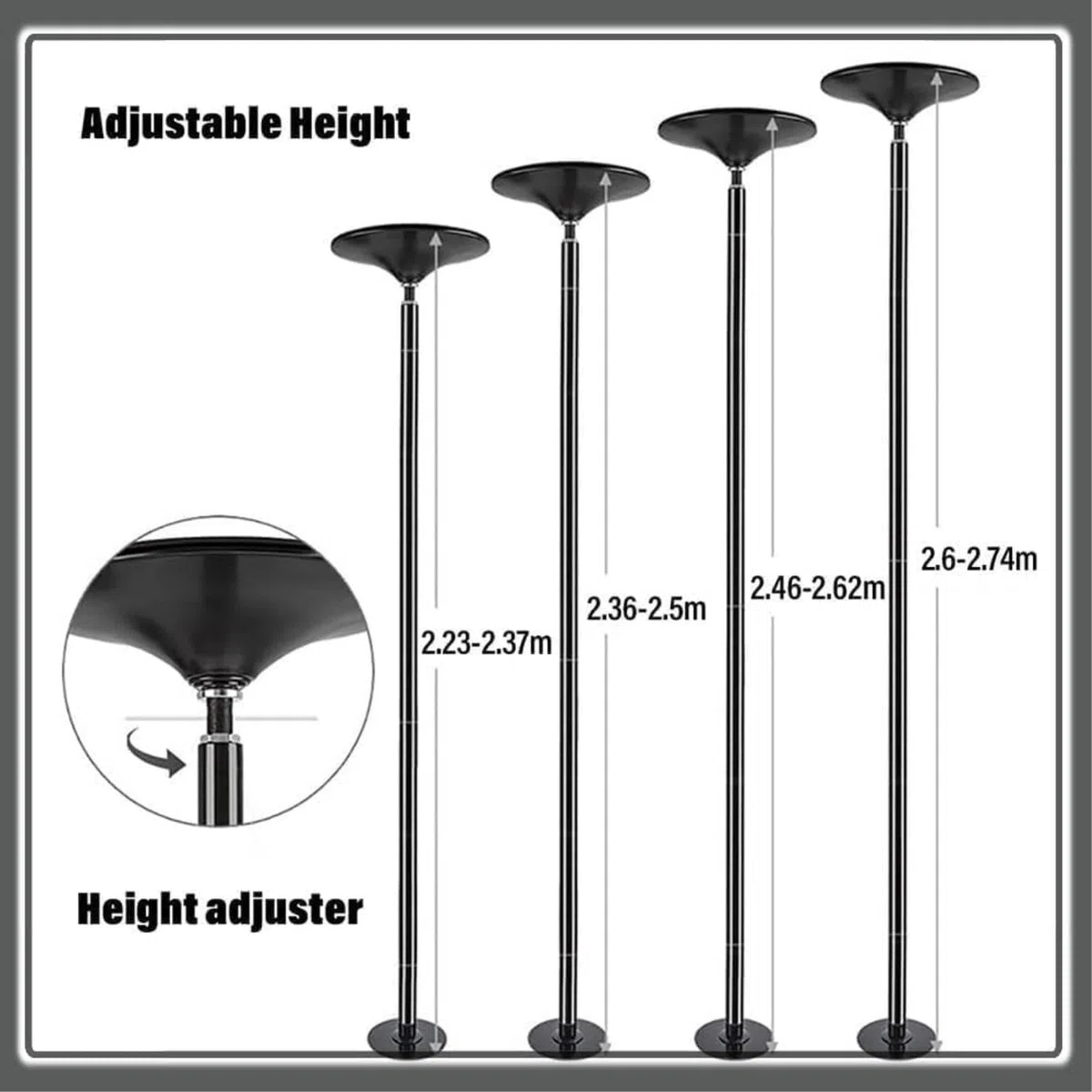 Barre de Danse Professionnelle de 45 mm, Barre rotative réglable et Statique, pour Salle de Sport à Domicile, Acier chromé Robuste, kit d'installation Inclus