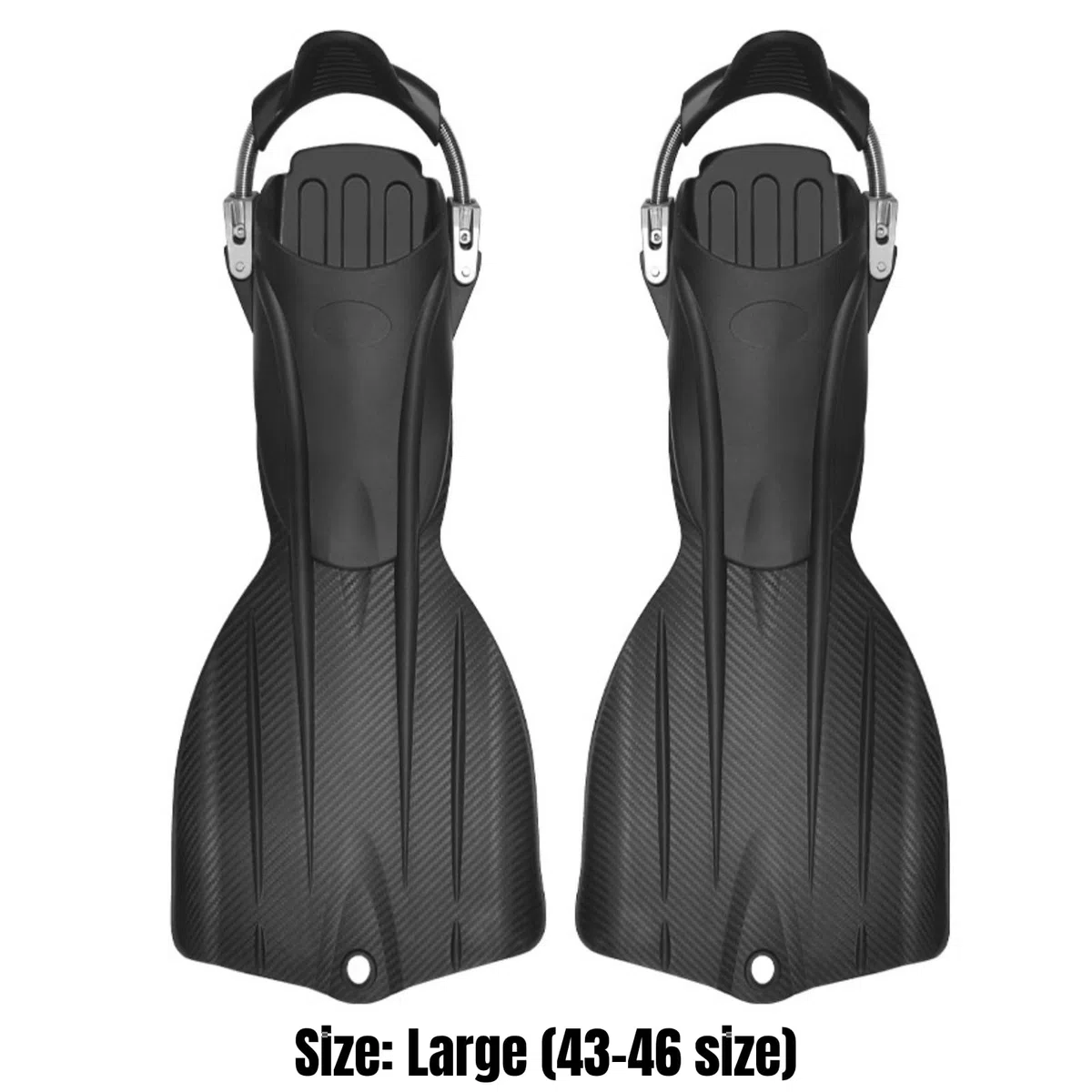 Palmes Plongée Angles à Ressort Propulsives Palmes à Talon Ouvert Angle Réglable Chaussantes Ouvertes pour Plongeurs, Apnée , Noir , Grande Taille 43–46