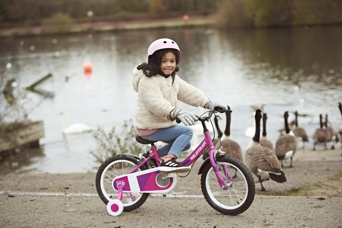 Wildtrak - Vélo 16 pouces pour enfants de 3 à 7 ans avec stabilisateurs - Rose