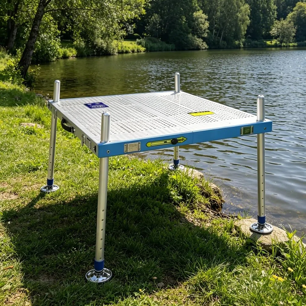 Plateforme de pêche pliable portable - Quai tout-terrain pour rivages, rives et lacs