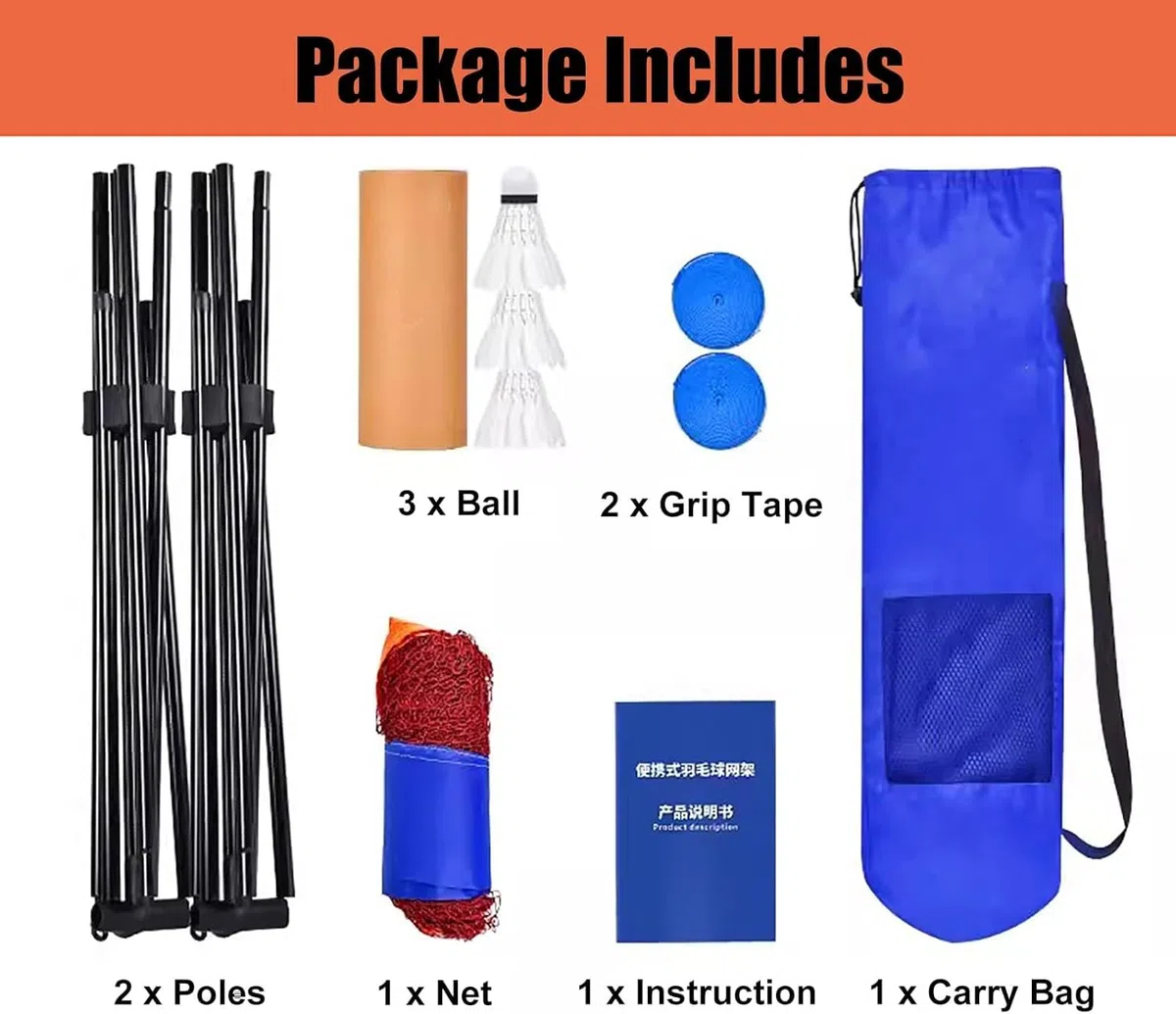 Filet De Badminton Portable avec Support - Idéal pour Le Jardin, La Cour Ou Le Parc ; Parfait pour Lentraînement Au Badminton, Au Pickleball, Au Volley-Ball Et Au Tennis, pour Adultes Et Juniors.